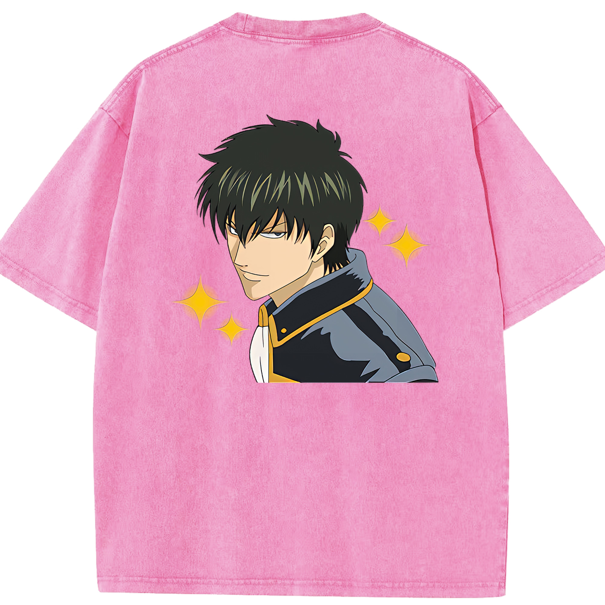 （画像用） ぎんたま 坂田銀時（さかたぎんとき） 神楽 志村新八（しむら しんぱち） GINTAMA Sakata Gintoki Kagura Shimura Shinpachi 綿100% ヴィンテージ風 半袖Tシャツ（背面プリント）